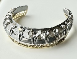 756T. From HUF 1! Antique Dutch rose diamond (0.6 ct) 14k gold and silver (2.8 g) crescent pendant!