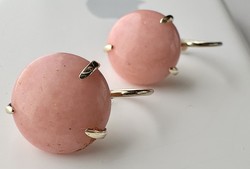 753T. 1 Forintról! Antik Rózsaszín Korál gyöngy 14k arany (4,9 g) fülbevaló!
