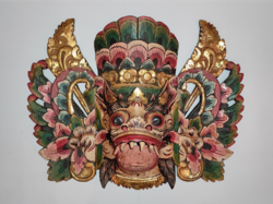 Folk wall mask from the island of Bali (carved wood, hand painting and shading)