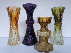 4 ingrid glashütte vintage glass vases for 'pyrargirit'