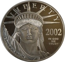 Liberty 2002 - hatalmas, 4 unciás színezüst emlékérme platinával bevonva