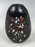 Erdélyi modern iparművészeti egyedi réteges üveg váza - ritkaság