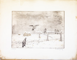 József Csillag (1894 - 1977), crows, etching