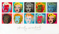 ANDY WARHOL ""Ten Marilyns II"" Perfect XXL színeltolásos litográfia 80,5 x 139,0 cm