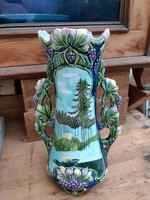 Wonderful antique decorative Austrian majolica vase