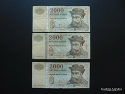 3 darab Bethlen Gábor 2000 forint 2004-2008-2013