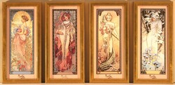 Mucha Négy évszak 1900 - Goebel Artis Orbis limitált kiadású, aranyozott porcelán falikép sorozat