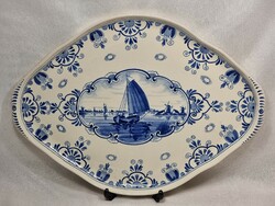 Royal delft - erves lucas bols blue painted porcelain faience offering bowl, first half of xx.Szd.