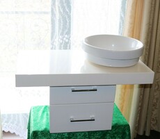 Noralex high-gloss snow-white bathroom vanity cabinet with sink for sale at 1/3 price