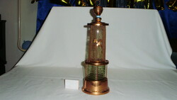 Retro miner's lamp shape soft drink bottle, spout - copper, glass