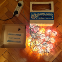 Retro orosz karácsonyfa égősor fényfüzér 20 db-os eredeti dobozában