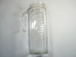 Retro régi bordázott üveg kiöntő kanna kancsó - kb. 1990 - 1 l
