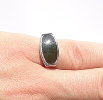 Olive green inlaid silver ring