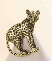 Art Deco stilusu leopard bross