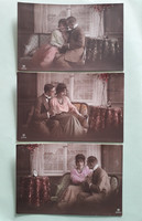 Régi képeslap 1917 szerelmespár fotó levelezőlap 3 db