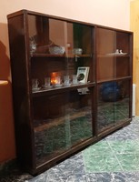 Wooden bookcase with glass from the 40s