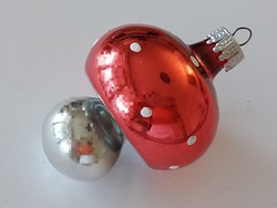 Régi üveg karácsonyfadísz gomba üvegdísz