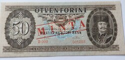 50   Forint 1969   UNC!!! Minta Felül  Bélyegzett mindkét oldal !!! Perforált