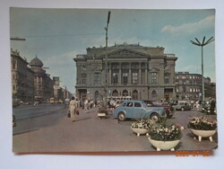 Régi képeslap: Budapest, Nemzeti Színház, Blaha Lujza tér (60-as évek)