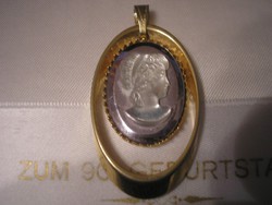 Antique cameo hematite pendant, gold filled with gold plated rarity