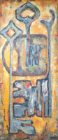 Keys - modern oil painting m.K. D. With marking (28x62 cm), double-sided