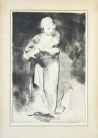 Endre Szasz (1926 - 2003): young mother, etching, signed, 29 x 20