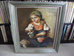 Bendéné kovacsev friderika tente baby tente (little girl with baby) on canvas