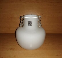 Fehér üveg váza 14 cm (28/d)