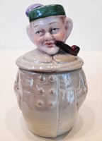 Antik figurális fedeles porcelán tároló