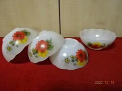 French glass bowl, four pieces in one, flower pattern. He has! Jokai.
