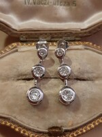 Silver triple buton zirconia stone earrings