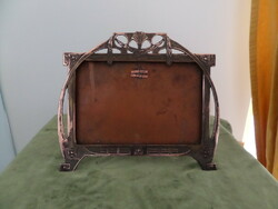 Art deco antique red copper photo holder / picture frame