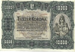 10000 korona 1920 MINTA aUNC