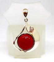 Silver pendant with coral stones (zal-ag97804)