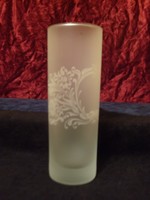 Antique acid etched flawless 17 cm decorative opal glass vase