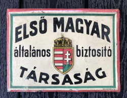 Első Magyar Általános Biztosító Társaság - lemeztábla (nem zománctábla, tábla, reklámtábla)