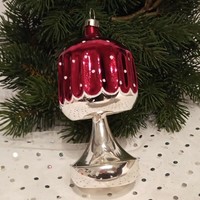 Retro bordó lámpa karácsonyfa dísz 10.5x6 cm