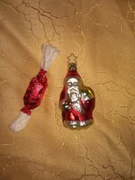 Karácsonyfadísz - Inge - glass üveg dísz, mikulás zsákjával..