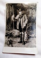 Ferenc József  császár  vadászat közben. Extrém ritka eredeti fotó képeslap.   49.