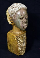 Art deco negro woman bust ... Carved multi-colored stone