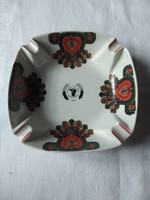 Hollóháza porcelain ashtray: Petőfi mg. Tsz Dunavarsány 1949