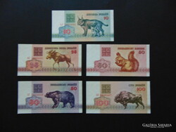 Fehéroroszország 5 darab rubel bankjegy LOT ! 02