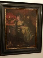 Gyönyörű és hatalmas, szignós antik olaj/vászon festmény, 1900-1920 körül. 1 hetes aukció!