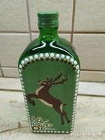 Hubertus glass and bottle decorated with fire enamel for sale!