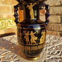 24 karátos arannyal festett görög mitológiai kétfülű váza