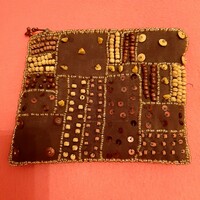 Indian toiletry bag, beaded, lined