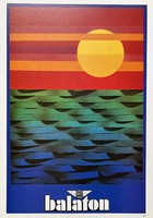 BALATON - IBUSZ bauhaus stílusú plakát 1980-es évek offset print - Kemény Éva
