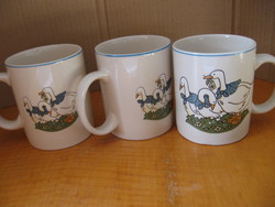 Goose mugs, geese with a blue polka dot scarf