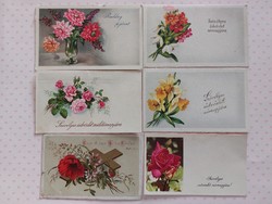 Old 6 pcs mini postcard floral greeting card