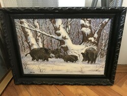 László Beda: wild boars in winter